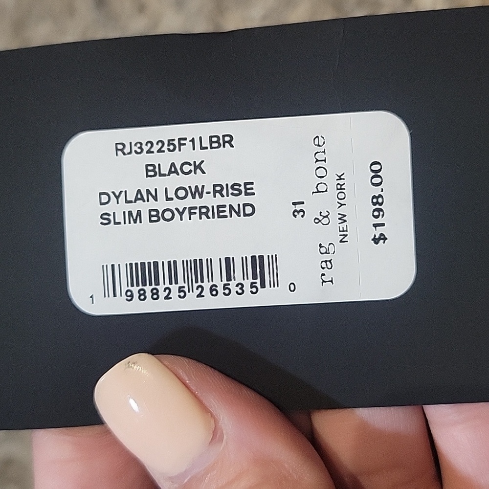 Rag & Bone Black Jeans Dylan Low Rise Slim Boyfriend 31 New - Picture 13 of 13